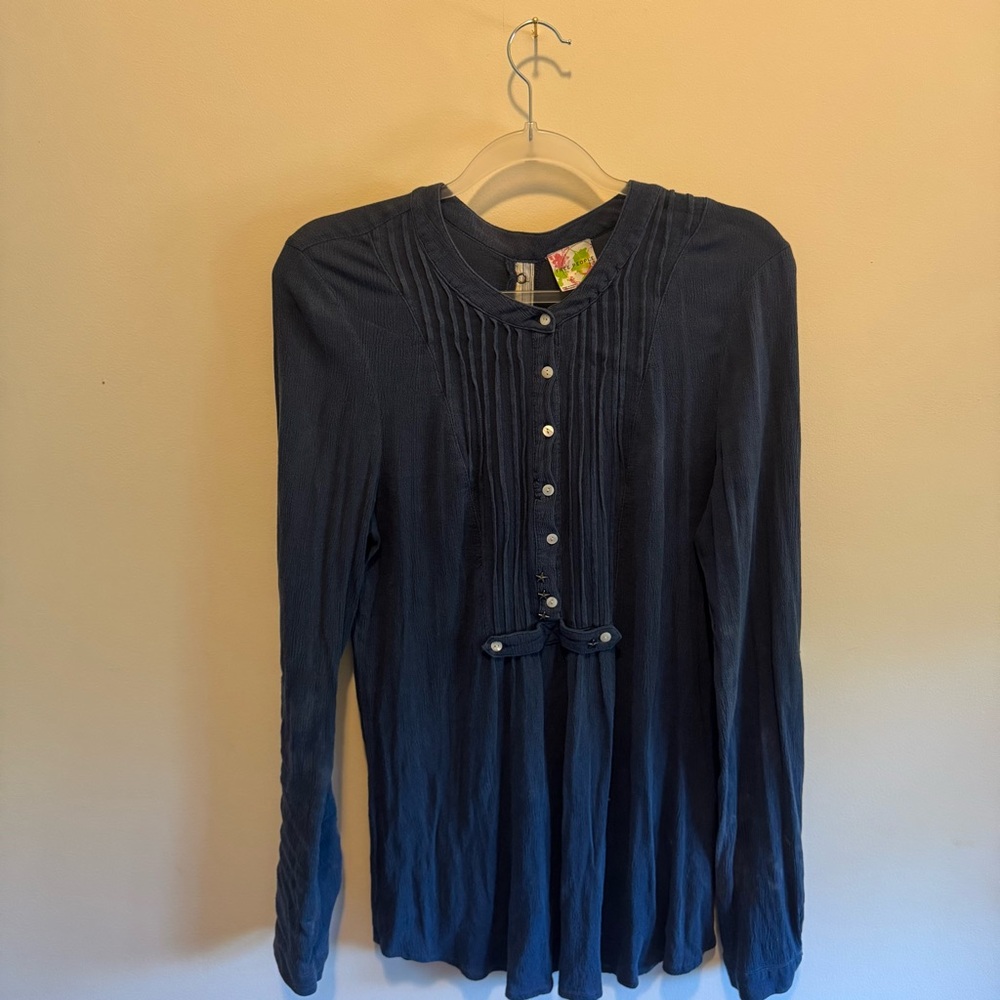 Free People Oversize Button Lagenlook Slouchy Blouse